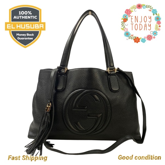 Gucci Handbags - 🌻💯 Gucci Shoulder Bag  Black Leather GG PATTERN